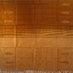 bordure palu sari soie ikat jamdani tisse main caramel dore  inde